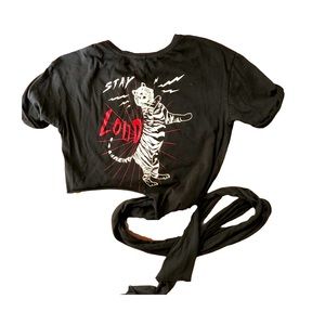 Zara 2017 Stay Loud Black Crop Tee Size S Tiger